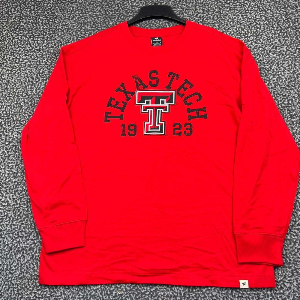 Texas Tech Red Raiders Shirt Men Large Red Fanatics Long Sleeve Cotton New L